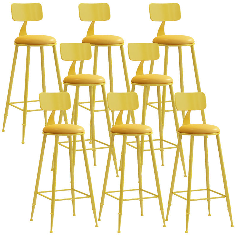 Industrial Dessert Shop Low Back Stool Matte Finish Upholstered Bar Stools Yellow 8 Piece Set Bar Stool(30"H) Clearhalo 'Bar Furniture' 'Bar Stools' 'bar_stools' 'furn' 'furn_bar_stools' 'Furniture' 'furniture_bar_stools' 'Kitchen & Dining Furniture' 5032266