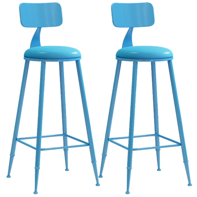 Industrial Dessert Shop Low Back Stool Matte Finish Upholstered Bar Stools Blue 2 Piece Set Bar Stool(30"H) Clearhalo 'Bar Furniture' 'Bar Stools' 'bar_stools' 'furn' 'furn_bar_stools' 'Furniture' 'furniture_bar_stools' 'Kitchen & Dining Furniture' 5032267