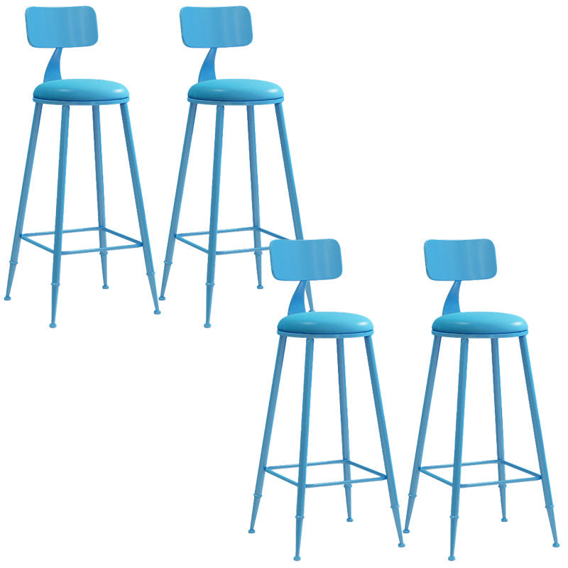 Industrial Dessert Shop Low Back Stool Matte Finish Upholstered Bar Stools Blue 4 Piece Set Bar Stool(30"H) Clearhalo 'Bar Furniture' 'Bar Stools' 'bar_stools' 'furn' 'furn_bar_stools' 'Furniture' 'furniture_bar_stools' 'Kitchen & Dining Furniture' 5032268
