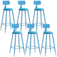 Industrial Dessert Shop Low Back Stool Matte Finish Upholstered Bar Stools Blue 6 Piece Set Bar Stool(30"H) Clearhalo 'Bar Furniture' 'Bar Stools' 'bar_stools' 'furn' 'furn_bar_stools' 'Furniture' 'furniture_bar_stools' 'Kitchen & Dining Furniture' 5032269
