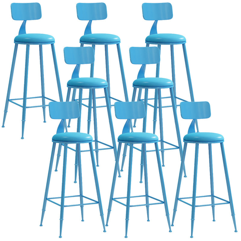 Industrial Dessert Shop Low Back Stool Matte Finish Upholstered Bar Stools Blue 8 Piece Set Bar Stool(30"H) Clearhalo 'Bar Furniture' 'Bar Stools' 'bar_stools' 'furn' 'furn_bar_stools' 'Furniture' 'furniture_bar_stools' 'Kitchen & Dining Furniture' 5032270