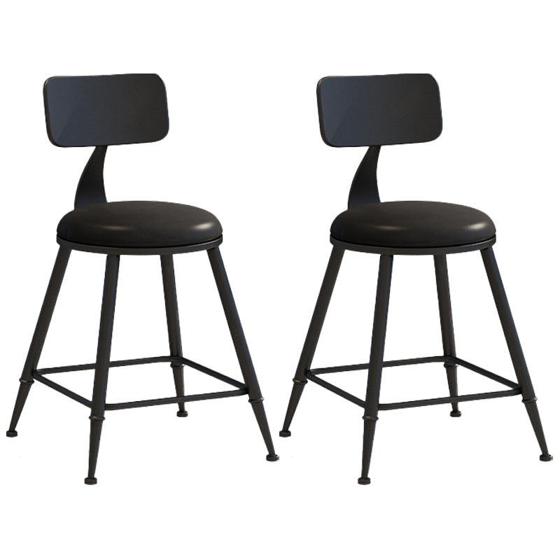 Industrial Dessert Shop Low Back Stool Matte Finish Upholstered Bar Stools Black 2 Piece Set Short Stool(18"H) Clearhalo 'Bar Furniture' 'Bar Stools' 'bar_stools' 'furn' 'furn_bar_stools' 'Furniture' 'furniture_bar_stools' 'Kitchen & Dining Furniture' 5032271