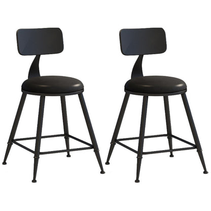 Industrial Dessert Shop Low Back Stool Matte Finish Upholstered Bar Stools Black 2 Piece Set Short Stool(18"H) Clearhalo 'Bar Furniture' 'Bar Stools' 'bar_stools' 'furn' 'furn_bar_stools' 'Furniture' 'furniture_bar_stools' 'Kitchen & Dining Furniture' 5032271