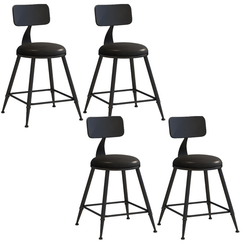 Industrial Dessert Shop Low Back Stool Matte Finish Upholstered Bar Stools Black 4 Piece Set Short Stool(18"H) Clearhalo 'Bar Furniture' 'Bar Stools' 'bar_stools' 'furn' 'furn_bar_stools' 'Furniture' 'furniture_bar_stools' 'Kitchen & Dining Furniture' 5032272