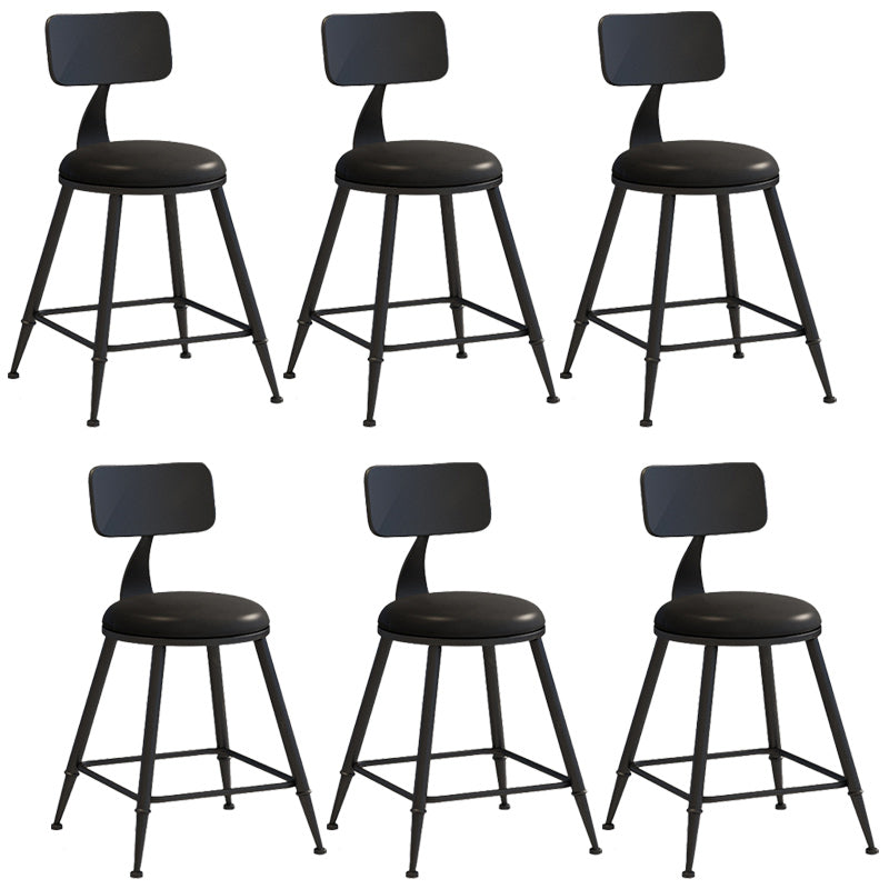 Industrial Dessert Shop Low Back Stool Matte Finish Upholstered Bar Stools Black 6 Piece Set Short Stool(18"H) Clearhalo 'Bar Furniture' 'Bar Stools' 'bar_stools' 'furn' 'furn_bar_stools' 'Furniture' 'furniture_bar_stools' 'Kitchen & Dining Furniture' 5032273