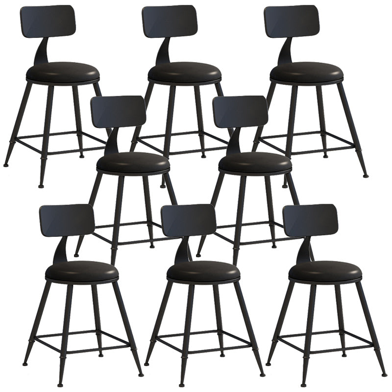 Industrial Dessert Shop Low Back Stool Matte Finish Upholstered Bar Stools Black 8 Piece Set Short Stool(18"H) Clearhalo 'Bar Furniture' 'Bar Stools' 'bar_stools' 'furn' 'furn_bar_stools' 'Furniture' 'furniture_bar_stools' 'Kitchen & Dining Furniture' 5032274