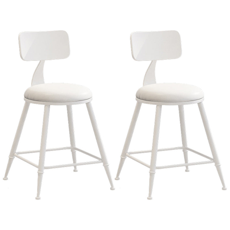 Industrial Dessert Shop Low Back Stool Matte Finish Upholstered Bar Stools White 2 Piece Set Short Stool(18"H) Clearhalo 'Bar Furniture' 'Bar Stools' 'bar_stools' 'furn' 'furn_bar_stools' 'Furniture' 'furniture_bar_stools' 'Kitchen & Dining Furniture' 5032275