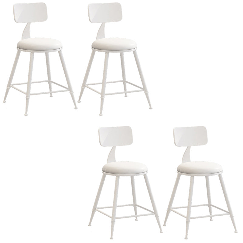 Industrial Dessert Shop Low Back Stool Matte Finish Upholstered Bar Stools White 4 Piece Set Short Stool(18"H) Clearhalo 'Bar Furniture' 'Bar Stools' 'bar_stools' 'furn' 'furn_bar_stools' 'Furniture' 'furniture_bar_stools' 'Kitchen & Dining Furniture' 5032276