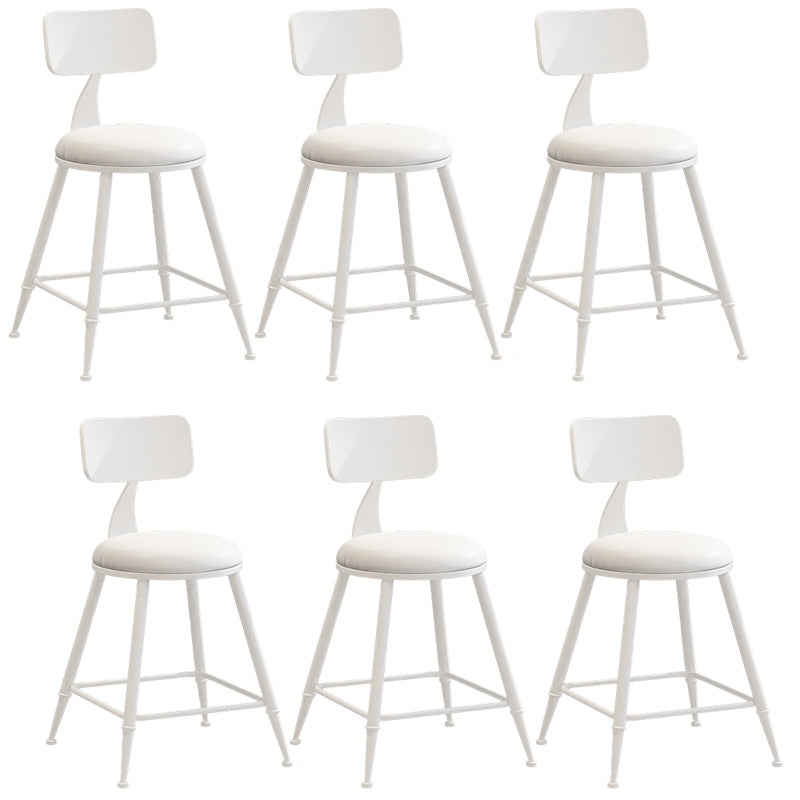 Industrial Dessert Shop Low Back Stool Matte Finish Upholstered Bar Stools White 6 Piece Set Short Stool(18"H) Clearhalo 'Bar Furniture' 'Bar Stools' 'bar_stools' 'furn' 'furn_bar_stools' 'Furniture' 'furniture_bar_stools' 'Kitchen & Dining Furniture' 5032277