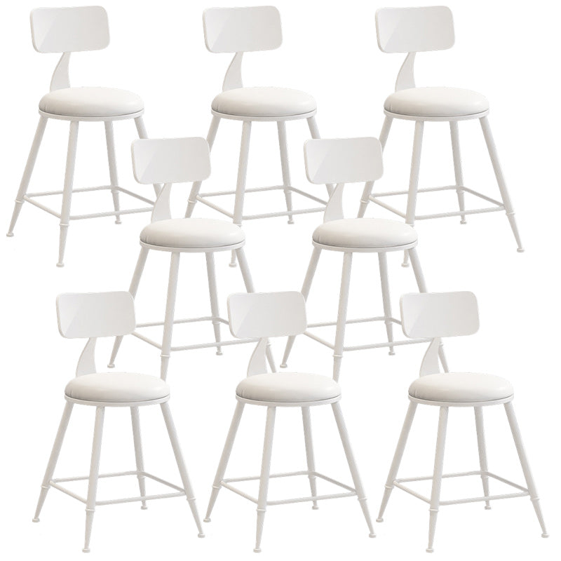 Industrial Dessert Shop Low Back Stool Matte Finish Upholstered Bar Stools White 8 Piece Set Short Stool(18"H) Clearhalo 'Bar Furniture' 'Bar Stools' 'bar_stools' 'furn' 'furn_bar_stools' 'Furniture' 'furniture_bar_stools' 'Kitchen & Dining Furniture' 5032278