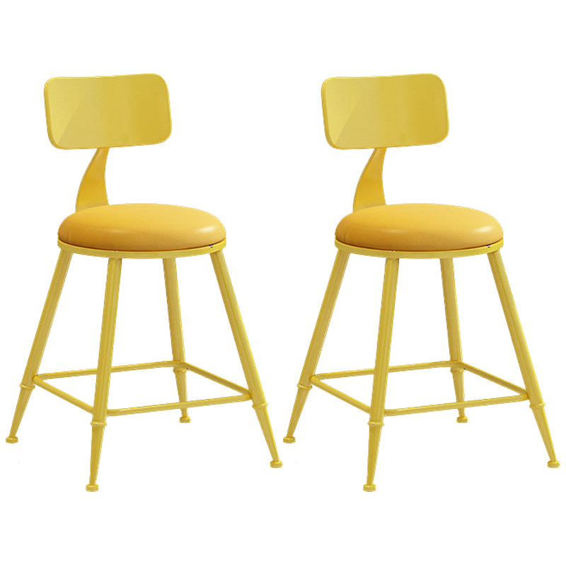 Industrial Dessert Shop Low Back Stool Matte Finish Upholstered Bar Stools Yellow 2 Piece Set Short Stool(18"H) Clearhalo 'Bar Furniture' 'Bar Stools' 'bar_stools' 'furn' 'furn_bar_stools' 'Furniture' 'furniture_bar_stools' 'Kitchen & Dining Furniture' 5032279
