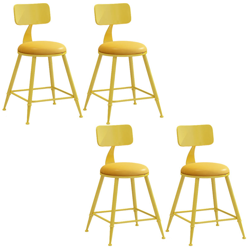 Industrial Dessert Shop Low Back Stool Matte Finish Upholstered Bar Stools Yellow 4 Piece Set Short Stool(18"H) Clearhalo 'Bar Furniture' 'Bar Stools' 'bar_stools' 'furn' 'furn_bar_stools' 'Furniture' 'furniture_bar_stools' 'Kitchen & Dining Furniture' 5032280