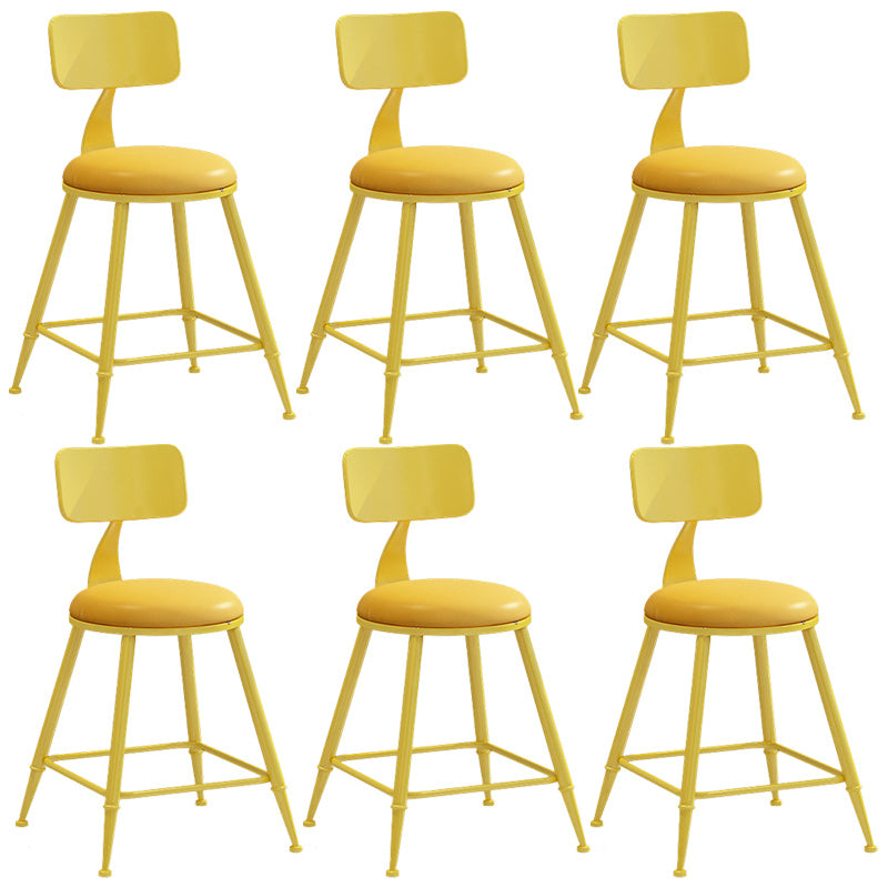 Industrial Dessert Shop Low Back Stool Matte Finish Upholstered Bar Stools Yellow 6 Piece Set Short Stool(18"H) Clearhalo 'Bar Furniture' 'Bar Stools' 'bar_stools' 'furn' 'furn_bar_stools' 'Furniture' 'furniture_bar_stools' 'Kitchen & Dining Furniture' 5032281
