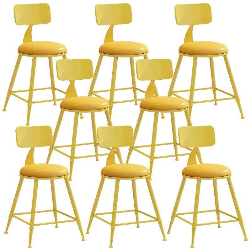 Industrial Dessert Shop Low Back Stool Matte Finish Upholstered Bar Stools Yellow 8 Piece Set Short Stool(18"H) Clearhalo 'Bar Furniture' 'Bar Stools' 'bar_stools' 'furn' 'furn_bar_stools' 'Furniture' 'furniture_bar_stools' 'Kitchen & Dining Furniture' 5032282
