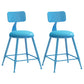 Industrial Dessert Shop Low Back Stool Matte Finish Upholstered Bar Stools Blue 2 Piece Set Short Stool(18"H) Clearhalo 'Bar Furniture' 'Bar Stools' 'bar_stools' 'furn' 'furn_bar_stools' 'Furniture' 'furniture_bar_stools' 'Kitchen & Dining Furniture' 5032283