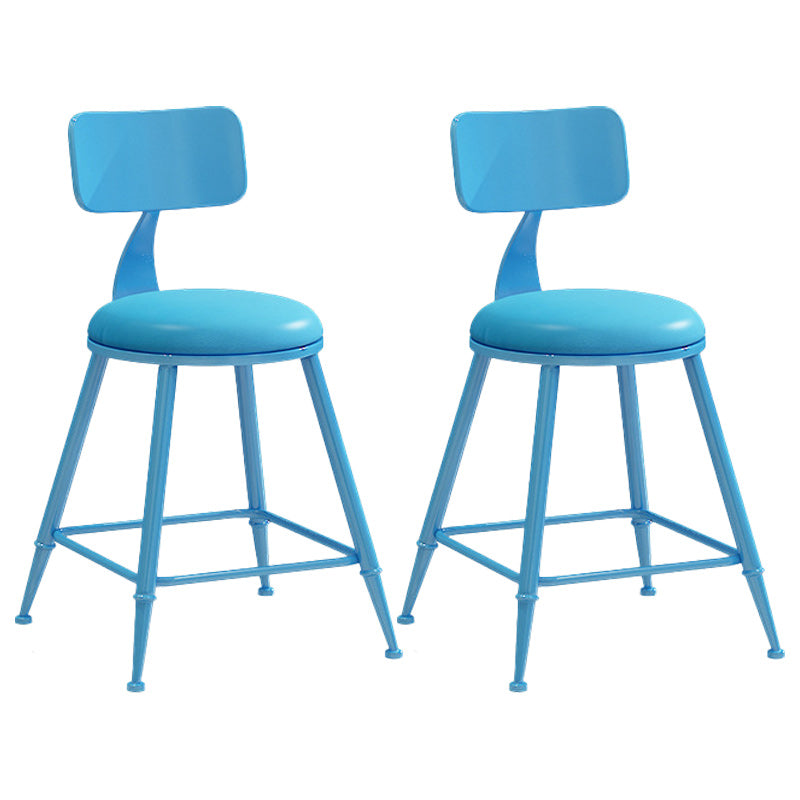 Industrial Dessert Shop Low Back Stool Matte Finish Upholstered Bar Stools Blue 2 Piece Set Short Stool(18"H) Clearhalo 'Bar Furniture' 'Bar Stools' 'bar_stools' 'furn' 'furn_bar_stools' 'Furniture' 'furniture_bar_stools' 'Kitchen & Dining Furniture' 5032283