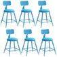 Industrial Dessert Shop Low Back Stool Matte Finish Upholstered Bar Stools Blue 6 Piece Set Short Stool(18"H) Clearhalo 'Bar Furniture' 'Bar Stools' 'bar_stools' 'furn' 'furn_bar_stools' 'Furniture' 'furniture_bar_stools' 'Kitchen & Dining Furniture' 5032284
