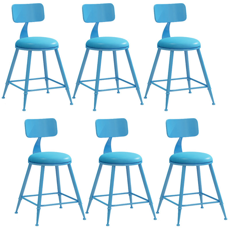 Industrial Dessert Shop Low Back Stool Matte Finish Upholstered Bar Stools Blue 6 Piece Set Short Stool(18"H) Clearhalo 'Bar Furniture' 'Bar Stools' 'bar_stools' 'furn' 'furn_bar_stools' 'Furniture' 'furniture_bar_stools' 'Kitchen & Dining Furniture' 5032284