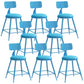 Industrial Dessert Shop Low Back Stool Matte Finish Upholstered Bar Stools Blue 8 Piece Set Short Stool(18"H) Clearhalo 'Bar Furniture' 'Bar Stools' 'bar_stools' 'furn' 'furn_bar_stools' 'Furniture' 'furniture_bar_stools' 'Kitchen & Dining Furniture' 5032285