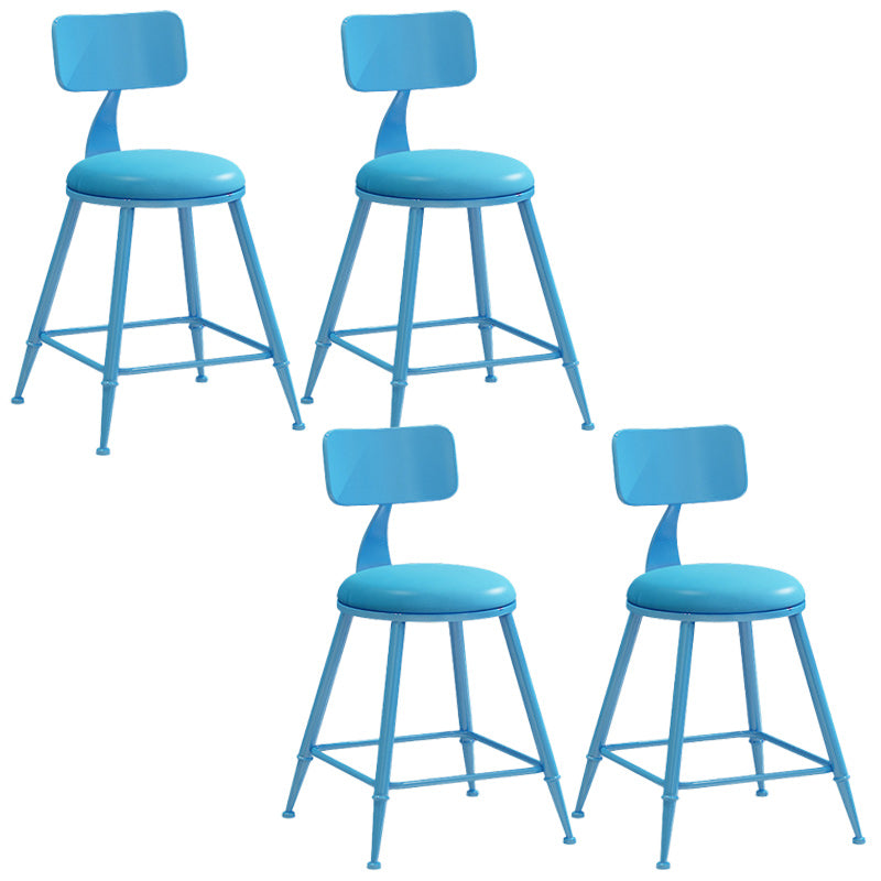 Industrial Dessert Shop Low Back Stool Matte Finish Upholstered Bar Stools Blue 4 Piece Set Short Stool(18"H) Clearhalo 'Bar Furniture' 'Bar Stools' 'bar_stools' 'furn' 'furn_bar_stools' 'Furniture' 'furniture_bar_stools' 'Kitchen & Dining Furniture' 5032286