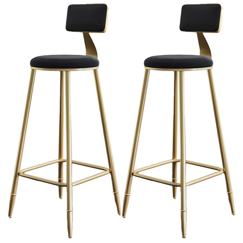 Nordic Armless Backrest Counter Stool Iron Dessert Shop Bar Stool with Velvet Cushion Black 2 Piece Set Clearhalo 'Bar Furniture' 'Bar Stools' 'bar_stools' 'furn' 'furn_bar_stools' 'Furniture' 'furniture_bar_stools' 'Kitchen & Dining Furniture' 5032291
