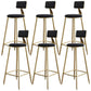 Nordic Armless Backrest Counter Stool Iron Dessert Shop Bar Stool with Velvet Cushion Black 6 Piece Set Clearhalo 'Bar Furniture' 'Bar Stools' 'bar_stools' 'furn' 'furn_bar_stools' 'Furniture' 'furniture_bar_stools' 'Kitchen & Dining Furniture' 5032295
