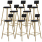 Nordic Armless Backrest Counter Stool Iron Dessert Shop Bar Stool with Velvet Cushion Black 8 Piece Set Clearhalo 'Bar Furniture' 'Bar Stools' 'bar_stools' 'furn' 'furn_bar_stools' 'Furniture' 'furniture_bar_stools' 'Kitchen & Dining Furniture' 5032296