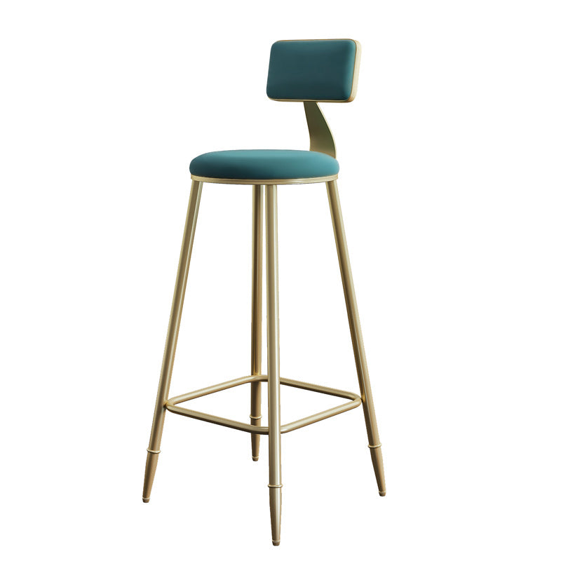 Nordic Armless Backrest Counter Stool Iron Dessert Shop Bar Stool with Velvet Cushion Clearhalo 'Bar Furniture' 'Bar Stools' 'bar_stools' 'furn' 'furn_bar_stools' 'Furniture' 'furniture_bar_stools' 'Kitchen & Dining Furniture' 5032299