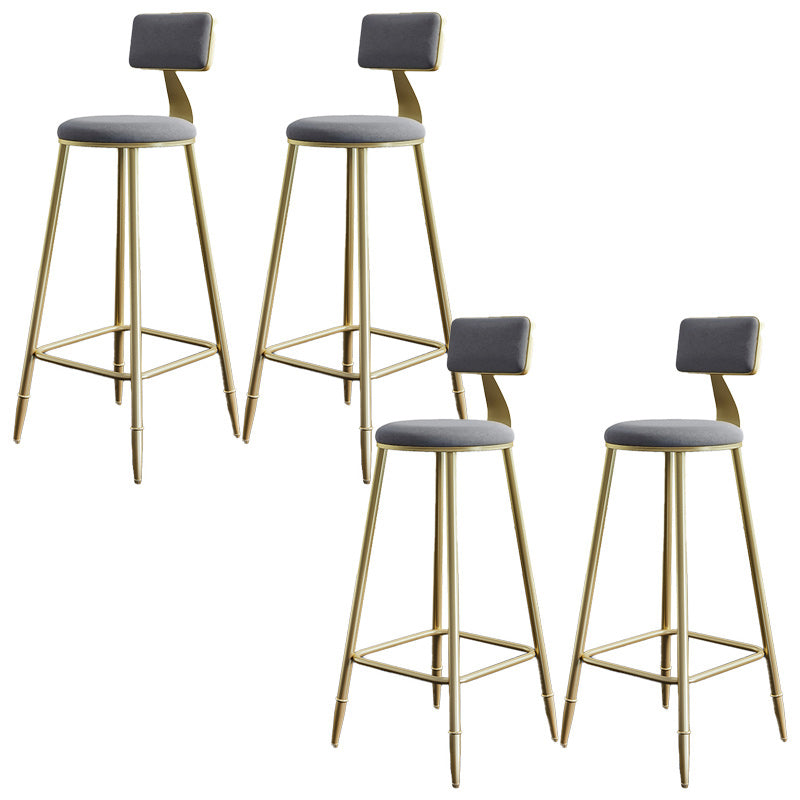 Nordic Armless Backrest Counter Stool Iron Dessert Shop Bar Stool with Velvet Cushion Gray 4 Piece Set Clearhalo 'Bar Furniture' 'Bar Stools' 'bar_stools' 'furn' 'furn_bar_stools' 'Furniture' 'furniture_bar_stools' 'Kitchen & Dining Furniture' 5032301