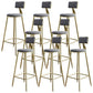 Nordic Armless Backrest Counter Stool Iron Dessert Shop Bar Stool with Velvet Cushion Gray 8 Piece Set Clearhalo 'Bar Furniture' 'Bar Stools' 'bar_stools' 'furn' 'furn_bar_stools' 'Furniture' 'furniture_bar_stools' 'Kitchen & Dining Furniture' 5032304