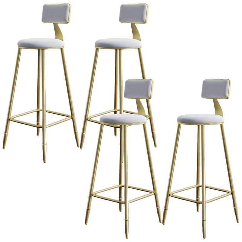 Nordic Armless Backrest Counter Stool Iron Dessert Shop Bar Stool with Velvet Cushion White 4 Piece Set Clearhalo 'Bar Furniture' 'Bar Stools' 'bar_stools' 'furn' 'furn_bar_stools' 'Furniture' 'furniture_bar_stools' 'Kitchen & Dining Furniture' 5032309