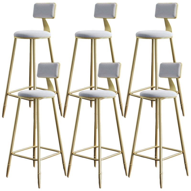Nordic Armless Backrest Counter Stool Iron Dessert Shop Bar Stool with Velvet Cushion White 6 Piece Set Clearhalo 'Bar Furniture' 'Bar Stools' 'bar_stools' 'furn' 'furn_bar_stools' 'Furniture' 'furniture_bar_stools' 'Kitchen & Dining Furniture' 5032310