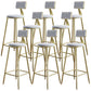 Nordic Armless Backrest Counter Stool Iron Dessert Shop Bar Stool with Velvet Cushion White 8 Piece Set Clearhalo 'Bar Furniture' 'Bar Stools' 'bar_stools' 'furn' 'furn_bar_stools' 'Furniture' 'furniture_bar_stools' 'Kitchen & Dining Furniture' 5032313