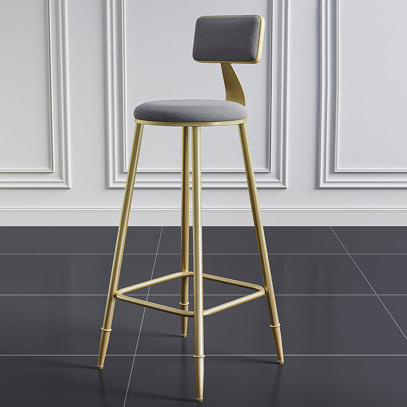 Nordic Armless Backrest Counter Stool Iron Dessert Shop Bar Stool with Velvet Cushion Clearhalo 'Bar Furniture' 'Bar Stools' 'bar_stools' 'furn' 'furn_bar_stools' 'Furniture' 'furniture_bar_stools' 'Kitchen & Dining Furniture' 5032317