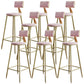 Nordic Armless Backrest Counter Stool Iron Dessert Shop Bar Stool with Velvet Cushion Pink 8 Piece Set Clearhalo 'Bar Furniture' 'Bar Stools' 'bar_stools' 'furn' 'furn_bar_stools' 'Furniture' 'furniture_bar_stools' 'Kitchen & Dining Furniture' 5032320
