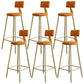 Nordic Armless Backrest Counter Stool Iron Dessert Shop Bar Stool with Velvet Cushion Orange 6 Piece Set Clearhalo 'Bar Furniture' 'Bar Stools' 'bar_stools' 'furn' 'furn_bar_stools' 'Furniture' 'furniture_bar_stools' 'Kitchen & Dining Furniture' 5032323
