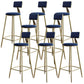 Nordic Armless Backrest Counter Stool Iron Dessert Shop Bar Stool with Velvet Cushion Blue 8 Piece Set Clearhalo 'Bar Furniture' 'Bar Stools' 'bar_stools' 'furn' 'furn_bar_stools' 'Furniture' 'furniture_bar_stools' 'Kitchen & Dining Furniture' 5032328