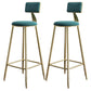 Nordic Armless Backrest Counter Stool Iron Dessert Shop Bar Stool with Velvet Cushion Green 2 Piece Set Clearhalo 'Bar Furniture' 'Bar Stools' 'bar_stools' 'furn' 'furn_bar_stools' 'Furniture' 'furniture_bar_stools' 'Kitchen & Dining Furniture' 5032329