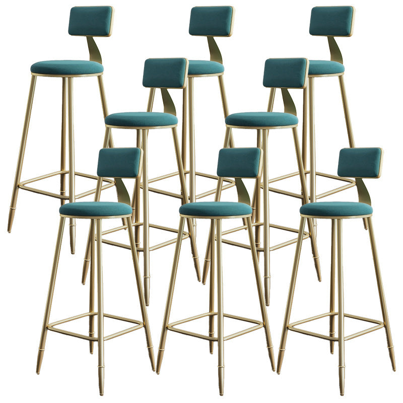 Nordic Armless Backrest Counter Stool Iron Dessert Shop Bar Stool with Velvet Cushion Green 8 Piece Set Clearhalo 'Bar Furniture' 'Bar Stools' 'bar_stools' 'furn' 'furn_bar_stools' 'Furniture' 'furniture_bar_stools' 'Kitchen & Dining Furniture' 5032332