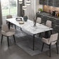 Contemporary 1/2/4/5/6 Pieces Dining Set Marble Dining Room Set for Home Use 6 Pieces: Table, 5 Brown Chairs Clearhalo 'Dining Room Sets' 'Dining Tables & Seating' 'dining_room_set' 'furn' 'furn_dining_room_set' 'Furniture' 'furniture_dining_room_set' 'Kitchen & Dining Furniture' 5032368
