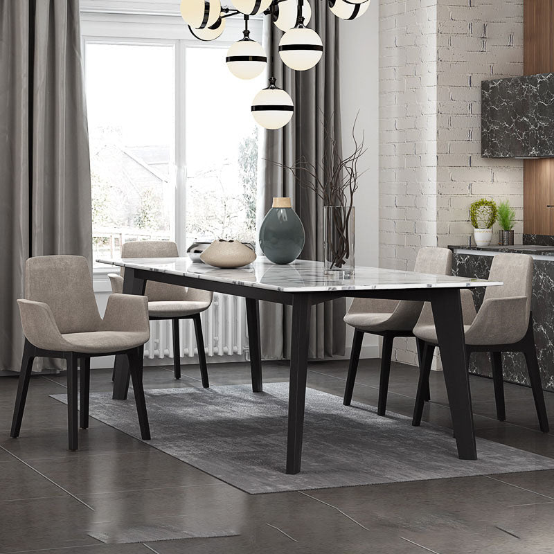 Contemporary 1/2/4/5/6 Pieces Dining Set Marble Dining Room Set for Home Use 5 Pieces: Table, 4 Brown Chairs Clearhalo 'Dining Room Sets' 'Dining Tables & Seating' 'dining_room_set' 'furn' 'furn_dining_room_set' 'Furniture' 'furniture_dining_room_set' 'Kitchen & Dining Furniture' 5032377