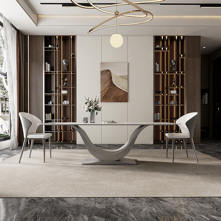 Designer Style Stone Top Dining Set Rectangle 1/3/4/5/7 Pieces Dining Room Table Set 3 Pieces: Table, 2 Chairs Clearhalo 'Dining Room Sets' 'Dining Tables & Seating' 'dining_room_set' 'furn' 'furn_dining_room_set' 'Furniture' 'furniture_dining_room_set' 'Kitchen & Dining Furniture' 5032385