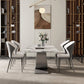 Designer Style Stone Top Dining Set Rectangle 1/3/4/5/7 Pieces Dining Room Table Set 5 Pieces: Table, 4 Chairs Clearhalo 'Dining Room Sets' 'Dining Tables & Seating' 'dining_room_set' 'furn' 'furn_dining_room_set' 'Furniture' 'furniture_dining_room_set' 'Kitchen & Dining Furniture' 5032390