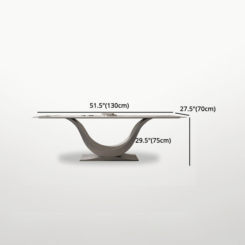 Designer Style Stone Top Dining Set Rectangle 1/3/4/5/7 Pieces Dining Room Table Set Clearhalo 'Dining Room Sets' 'Dining Tables & Seating' 'dining_room_set' 'furn' 'furn_dining_room_set' 'Furniture' 'furniture_dining_room_set' 'Kitchen & Dining Furniture' 5032397