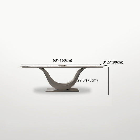 Designer Style Stone Top Dining Set Rectangle 1/3/4/5/7 Pieces Dining Room Table Set Clearhalo 'Dining Room Sets' 'Dining Tables & Seating' 'dining_room_set' 'furn' 'furn_dining_room_set' 'Furniture' 'furniture_dining_room_set' 'Kitchen & Dining Furniture' 5032400