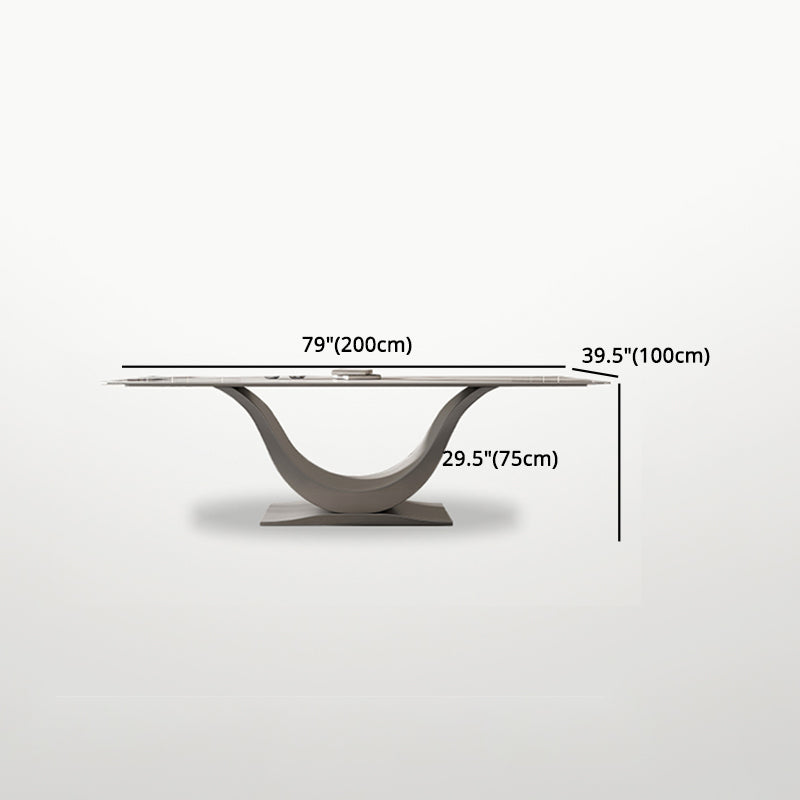 Designer Style Stone Top Dining Set Rectangle 1/3/4/5/7 Pieces Dining Room Table Set Clearhalo 'Dining Room Sets' 'Dining Tables & Seating' 'dining_room_set' 'furn' 'furn_dining_room_set' 'Furniture' 'furniture_dining_room_set' 'Kitchen & Dining Furniture' 5032402