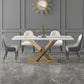 Glam Sintered Stone Dining Set 1/2/5/7 Pieces Dining Set for Dining Areas 5 Pieces: Table, 4 Chairs Clearhalo 'Dining Room Sets' 'Dining Tables & Seating' 'dining_room_set' 'furn' 'furn_dining_room_set' 'Furniture' 'furniture_dining_room_set' 'Kitchen & Dining Furniture' 5032407