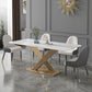 Glam Sintered Stone Dining Set 1/2/5/7 Pieces Dining Set for Dining Areas Clearhalo 'Dining Room Sets' 'Dining Tables & Seating' 'dining_room_set' 'furn' 'furn_dining_room_set' 'Furniture' 'furniture_dining_room_set' 'Kitchen & Dining Furniture' 5032409