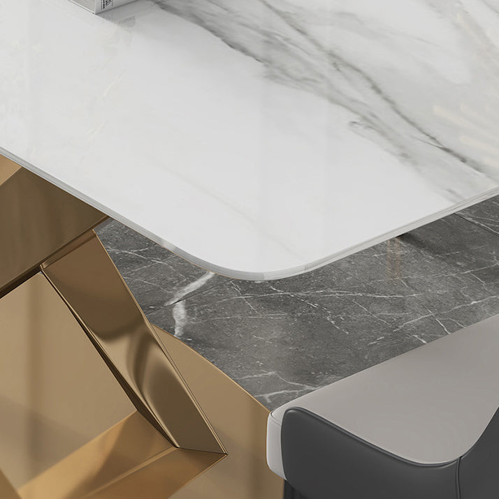 Glam Sintered Stone Dining Set 1/2/5/7 Pieces Dining Set for Dining Areas Clearhalo 'Dining Room Sets' 'Dining Tables & Seating' 'dining_room_set' 'furn' 'furn_dining_room_set' 'Furniture' 'furniture_dining_room_set' 'Kitchen & Dining Furniture' 5032412