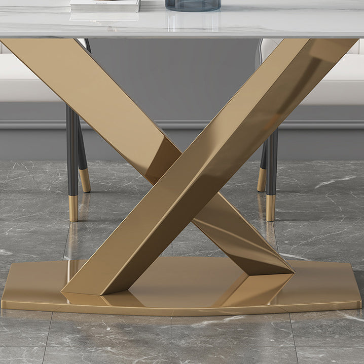 Glam Sintered Stone Dining Set 1/2/5/7 Pieces Dining Set for Dining Areas Clearhalo 'Dining Room Sets' 'Dining Tables & Seating' 'dining_room_set' 'furn' 'furn_dining_room_set' 'Furniture' 'furniture_dining_room_set' 'Kitchen & Dining Furniture' 5032413